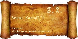 Berei Kornél névjegykártya